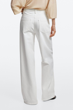 Massimo Dutti Джинсы с высокой талией и широкими штанинами, экрю