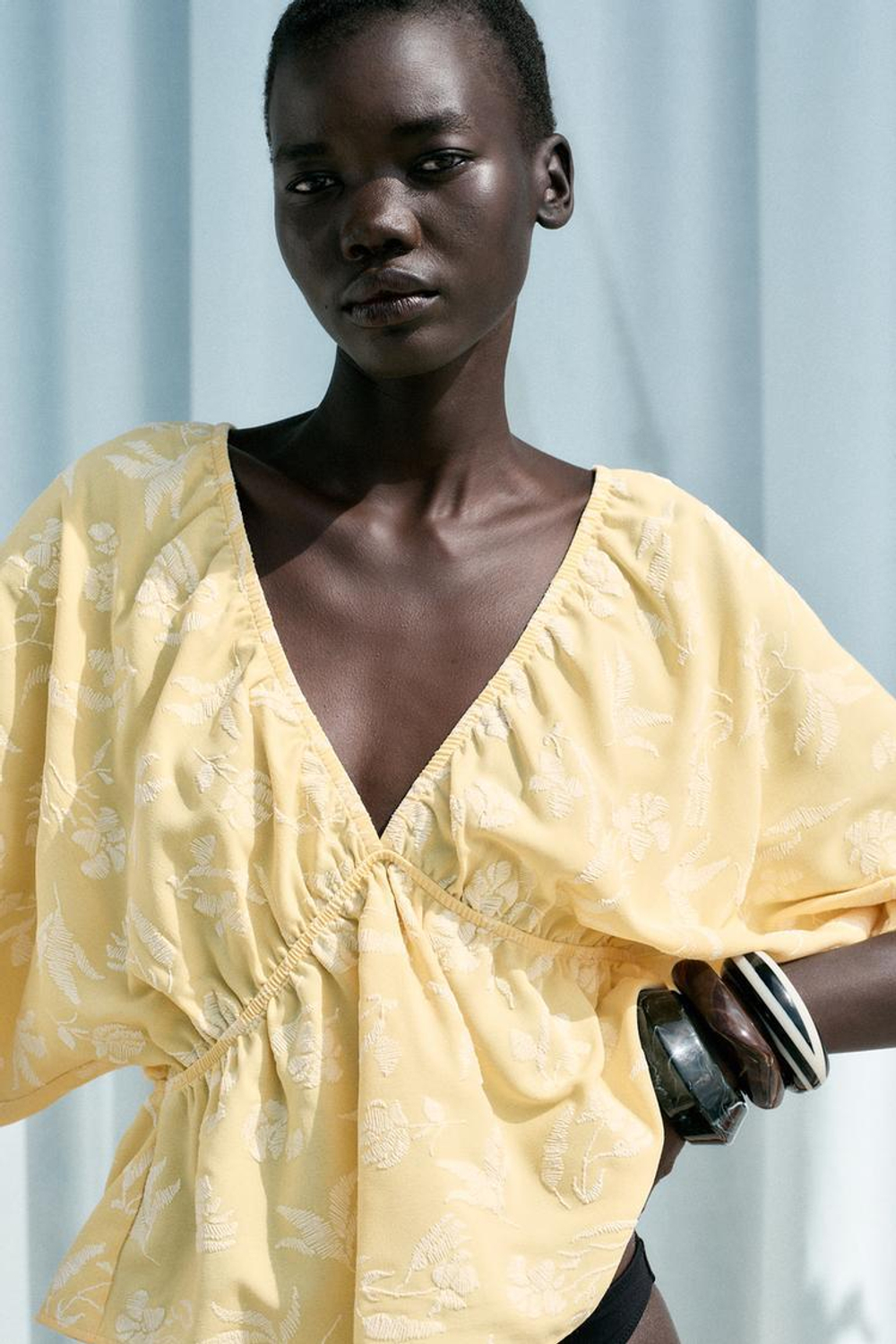 ZARA ЖАККАРДОВЫЙ ТОП, ЖЕЛТЫЙ