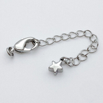 Замок-карабин с удлинителем, цвет серебро (родий), размер 12 мм, цена за 1 шт