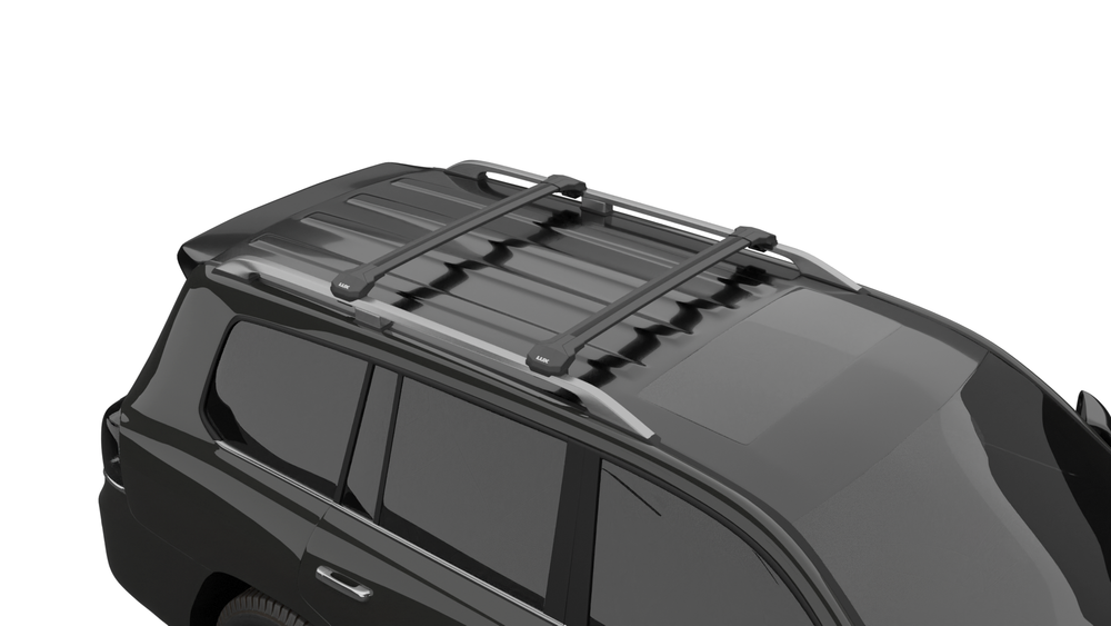 Багажник на рейлинги для Hyundai Santa Fe I (2000-2006) LUX CONDOR, с замком, черный, арт.606961+607081