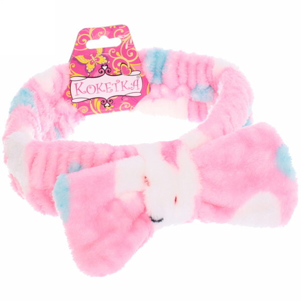 Повязка на голову «Кокетка - Леопард», цвет розовый, голубой и бежевый, 17,5*5см (упаковка белый ZIP пакет)