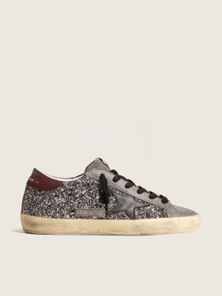 Super-Star in glitter with black star and burgundy heel tab