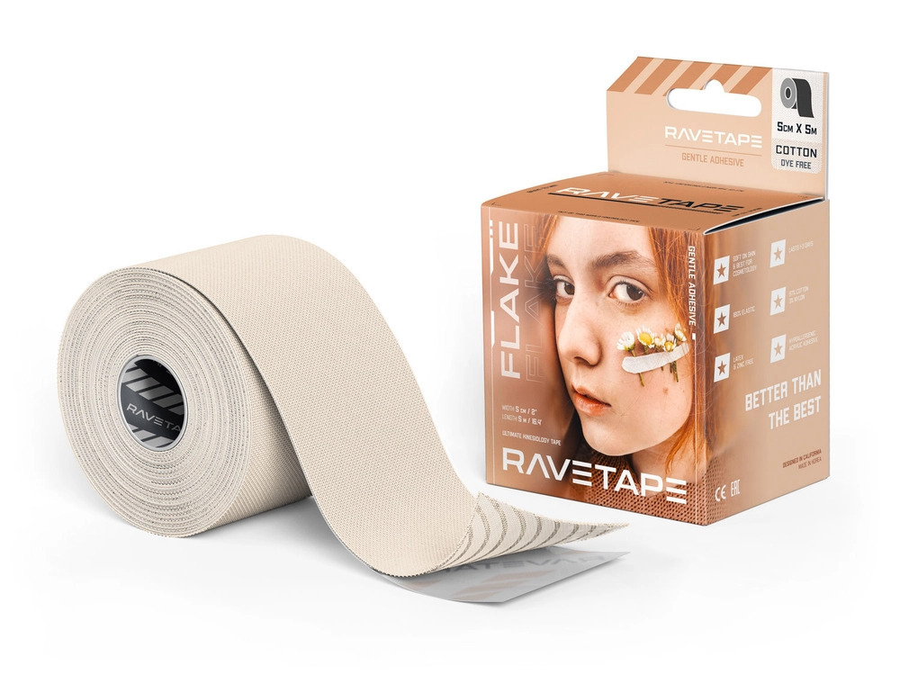 Кинезиотейп RaveTape FLAKE 5×5 — DYEFREE COTTON