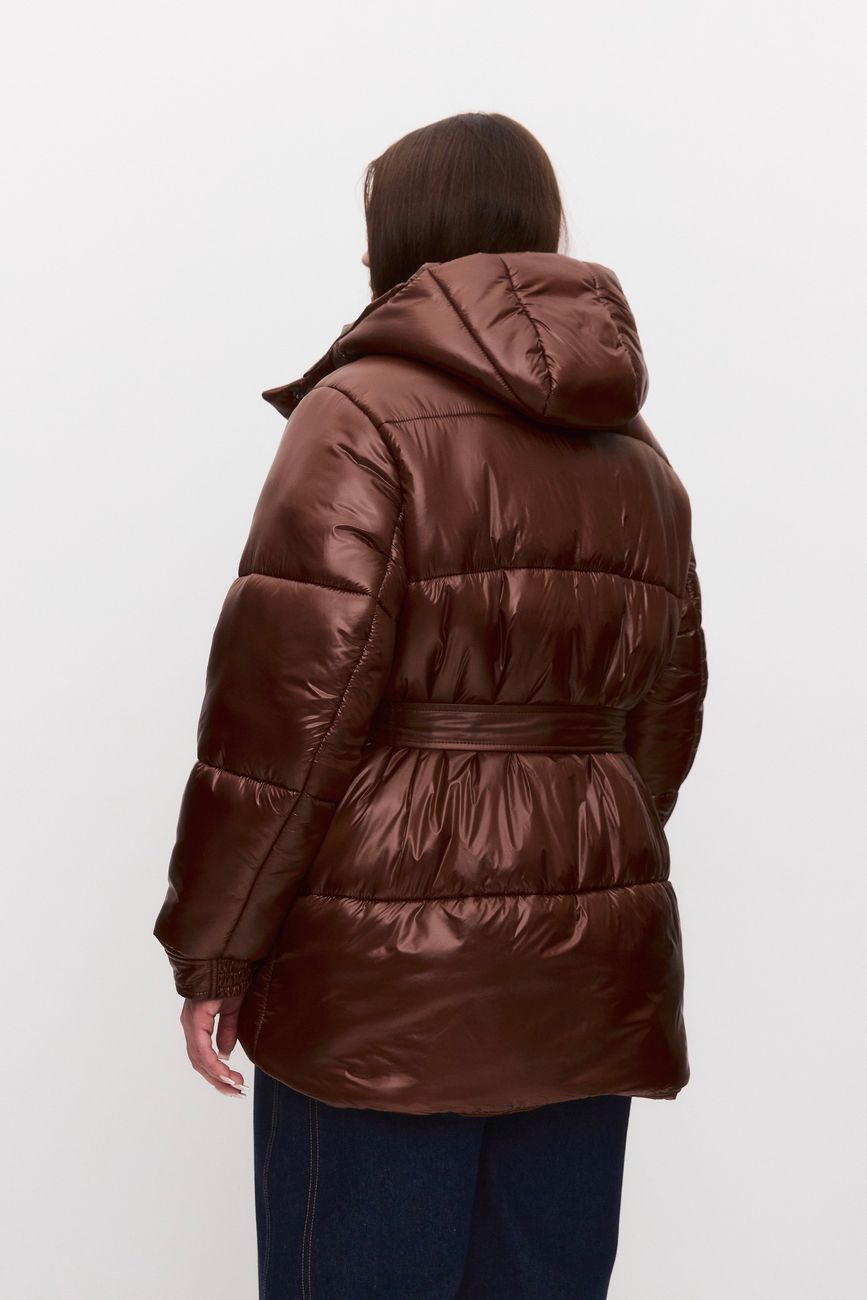 Куртка стеганая удлиненная, шоколад