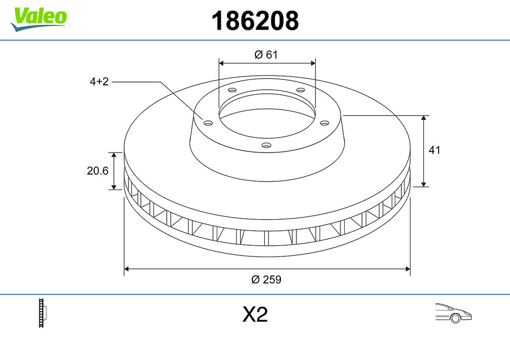 VALEO - 186208-VAL - Brake Disc