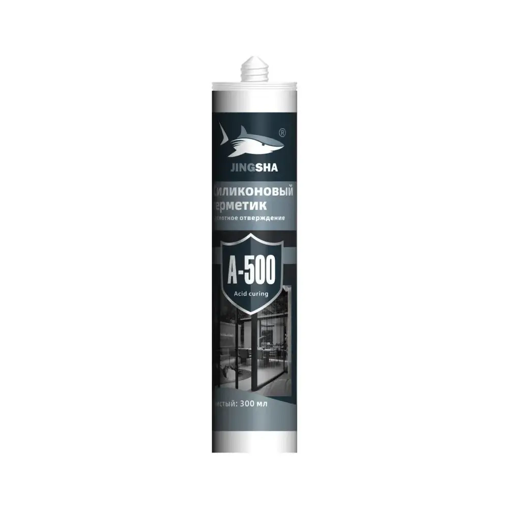 JINGSHA A-500 Кислотно-прозрачный силиконовый герметик для стекла и зеркал - эластичный, устойчивый к плесени, 300 мл