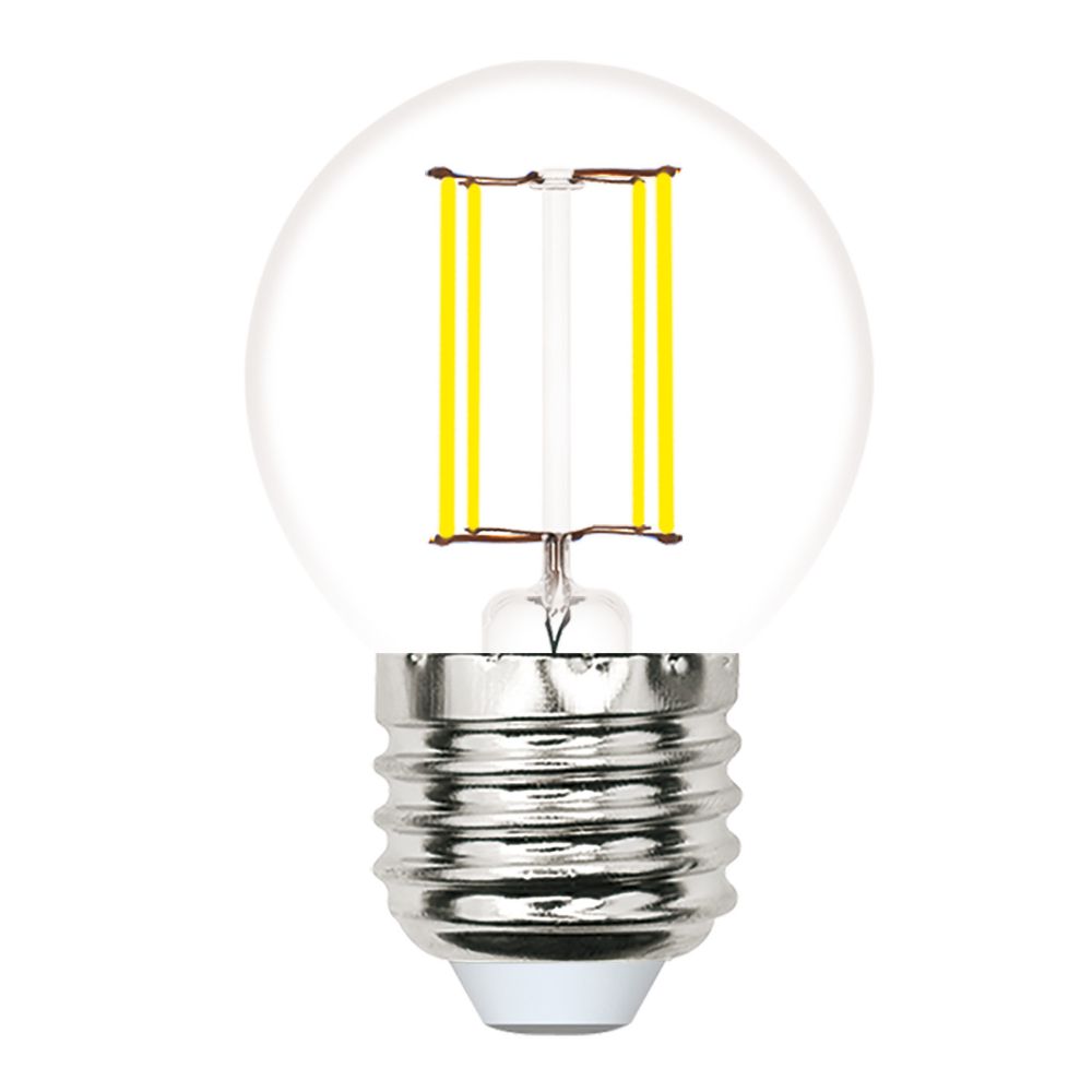 LED-G45-4W-4000K-E27-CL-SLF Лампа светодиодная. Форма шар. прозрачная. Белый свет 4000K. ТМ Volpe