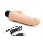 Телесный вибратор-раелистик с клиторальными лепестками 7 Realistic Vibrator - 21,5 см. (Цвет: телесный)