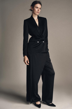 ZARA АТЛАСНЫЙ БЛЕЙЗЕР ZW COLLECTION LIMITED EDITION, ЧЕРНЫЙ