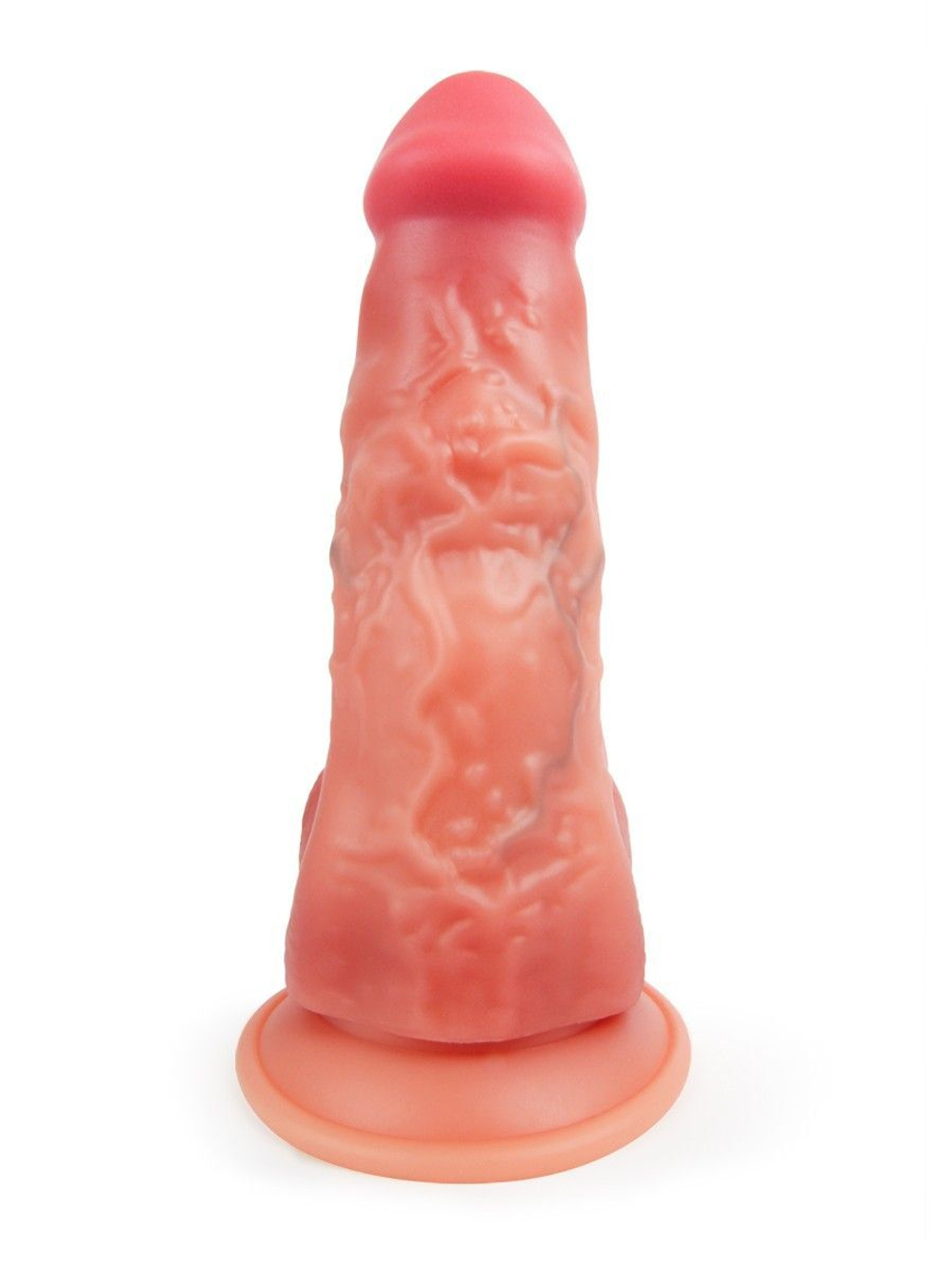 Телесный силиконовый фаллоимитатор на присоске - 25 см. (Цвет: телесный)