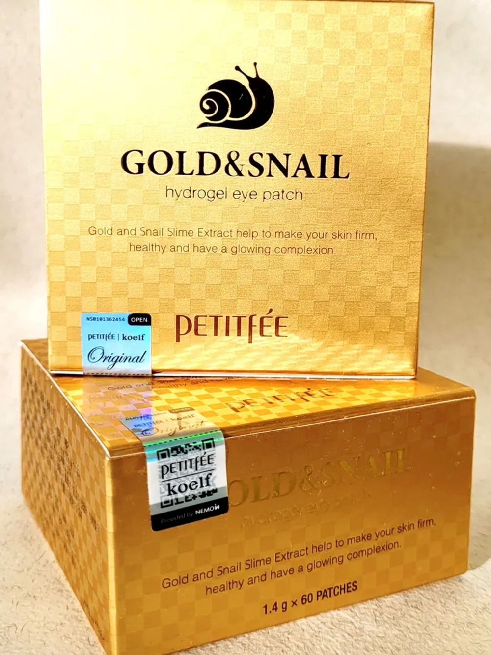 PETITFEE патчи гидрогелевые c муцином улитки и золотом Petitfee Gold&Snail Hydrogel Eye Patch 60 шт.