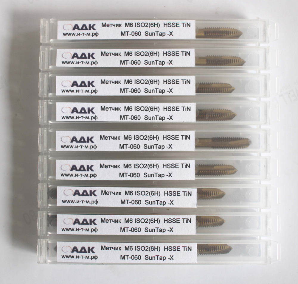 Метчик  M6 DIN371 ISO2(6H)  HSSE TiN MT-060  SunTap -X