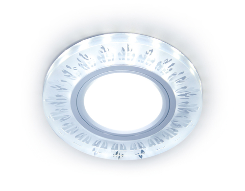 Встраиваемый точечный светильник с LED подсветкой S216 CL/FR прозрачный/матовый GU5.3+3W(LED COLD) D90*25