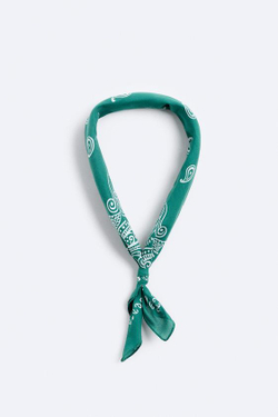 ZARA БАНДАНА С ПРИНТОМ ПЕЙСЛИ, ЗЕЛЕНЫЙ