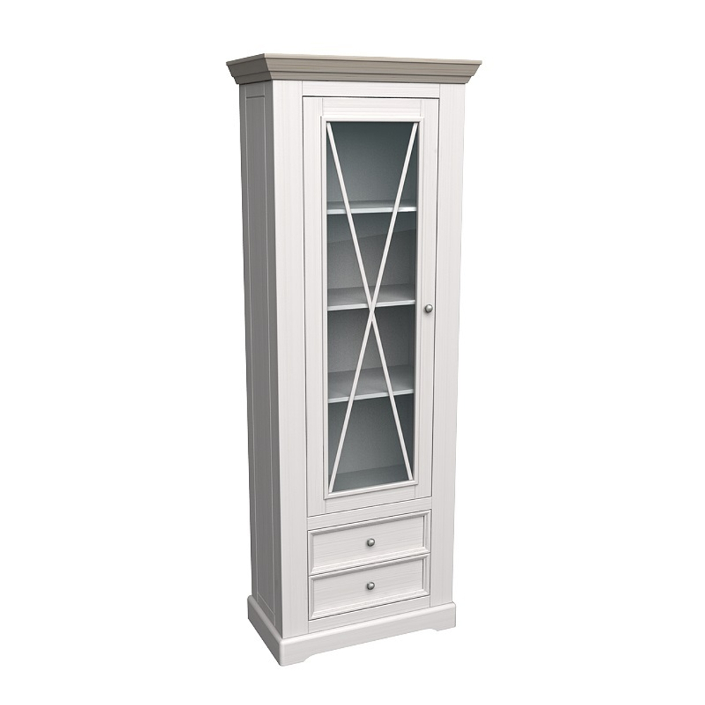 Шкаф для посуды «Форест» узкий 1 дверь 2 ящика белый воск/антрацит