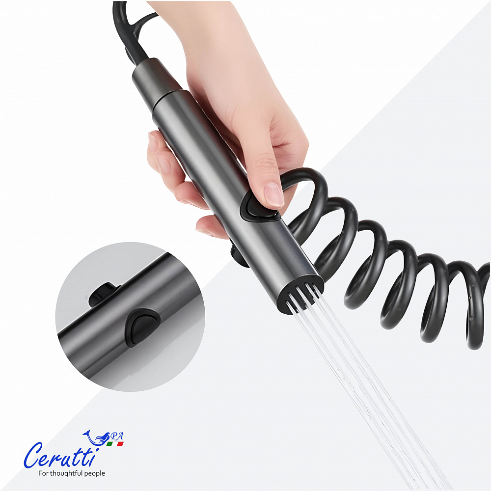 Душевая стойка Ceruttispa ДЕЦИО (DECIO) цвет графит, с LED подсветкой