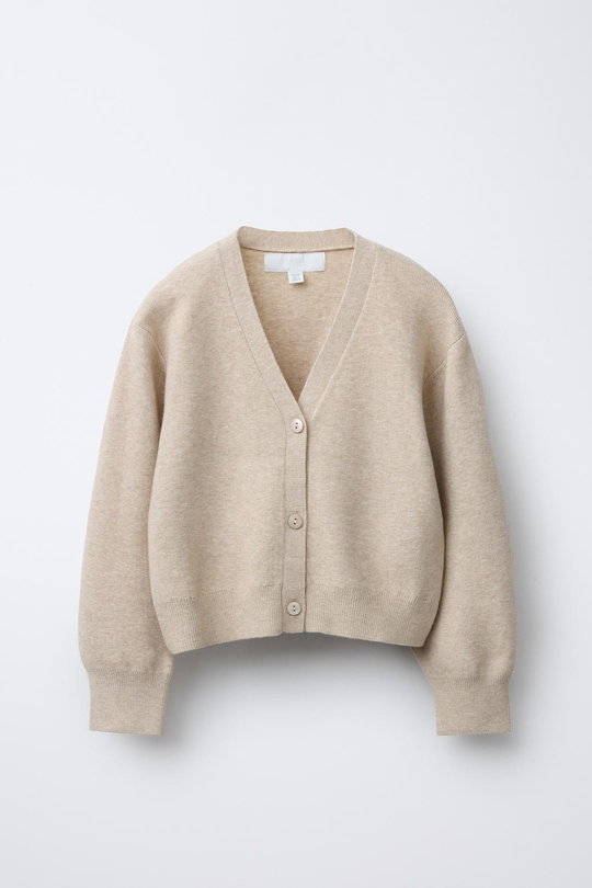 ZARA ВЯЗАНЫЙ КАРДИГАН, ПЕСОЧНЫЙ