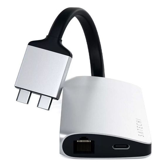 USB-хаб Satechi Type-C Dual Multimedia Adapter для Macbook с двумя портами USB-C ST-TCDMMAS (серебристый)