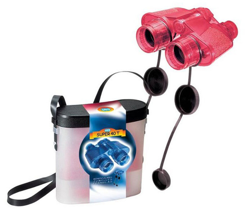 Бинокль детский Navir «Натуралист» 3,5x, прозрачный корпус, красный, с футляром