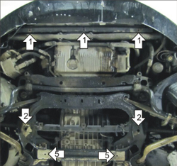 Защита картера Двигателя, КПП. 2 мм, Сталь. для Audi A8 2005-2009 MOTODOR.00134