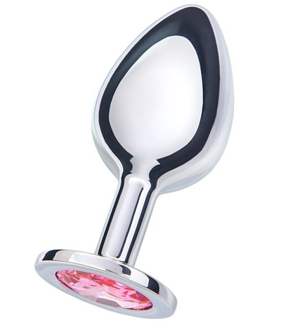 Анальная втулка с кристаллом Large розовый 9 см