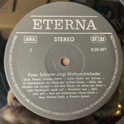 Винтажная виниловая пластинка LP Peter Schreier Петер Шрайер, Singt Weihnachtslieder Поет Рождественские Гимны (ГДР 1975)