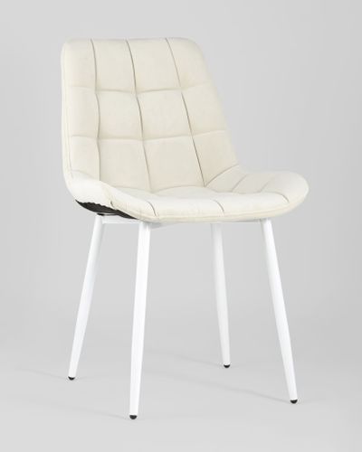 Стул Флекс велюр светло-бежевый белые ножки