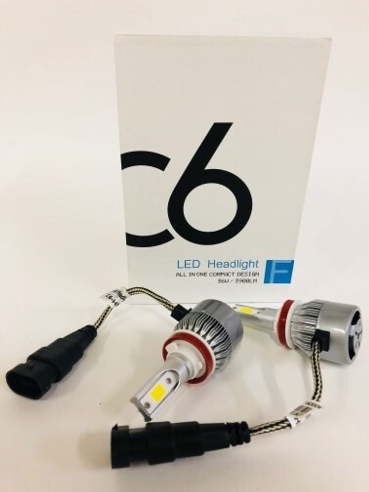 Лампа H8 12V LED 36W/3800LM 6000K 2 шт (со встр. вентилятором) (C6)