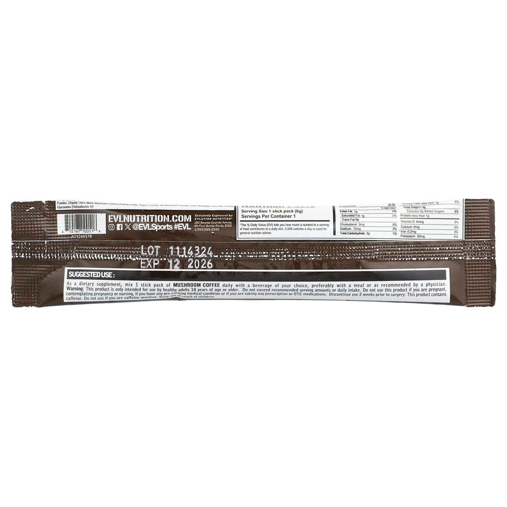 EVLution Nutrition, Mushroom Coffee, холодный кофе, 6 г (0,21 унции)