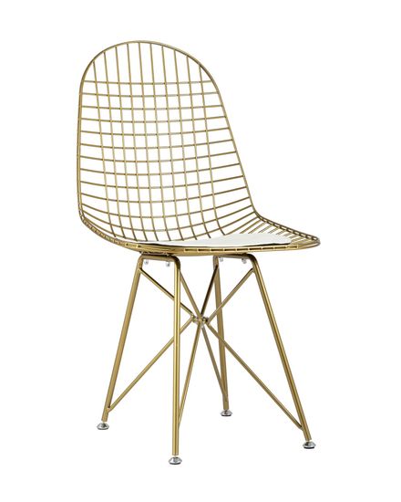 Стул обеденный Eiffel золотой с белой подушкой