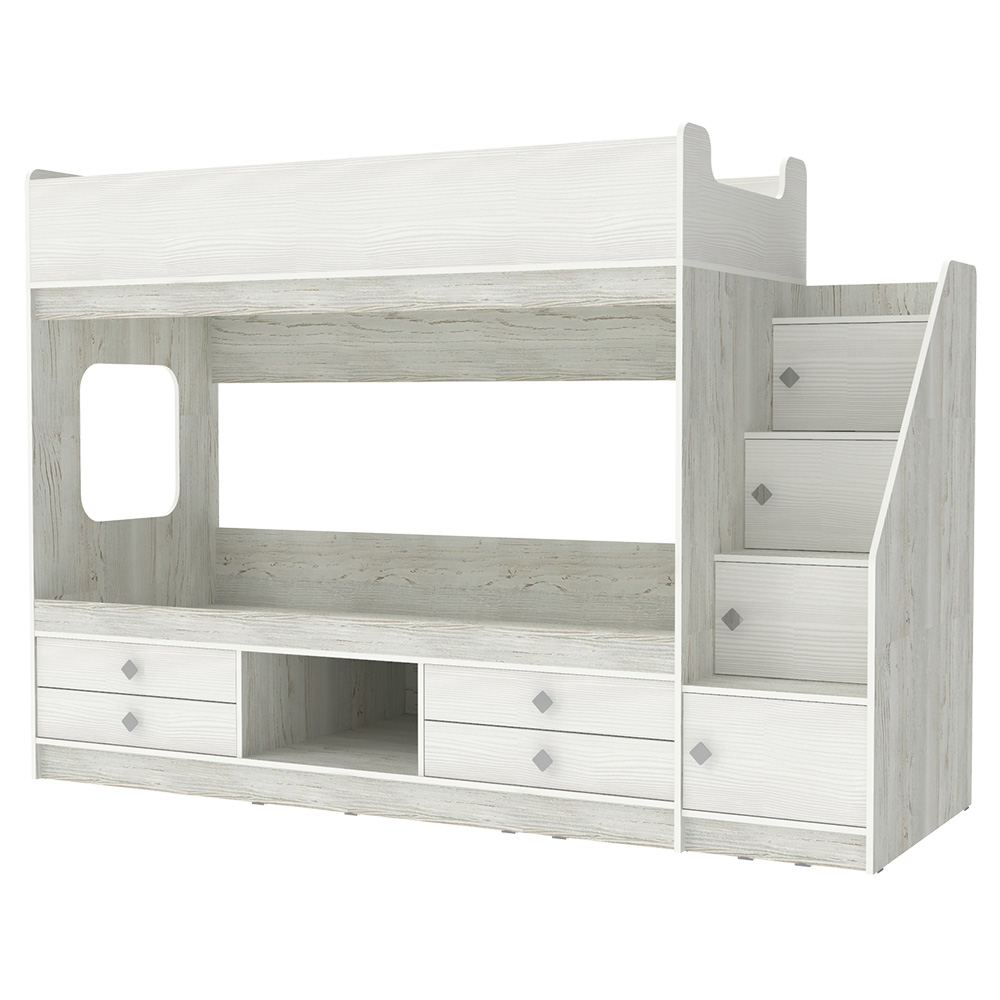 Двухъярусная кровать КарИВи Л-Д606.3 80х190 Винтерберг Белое Дерево