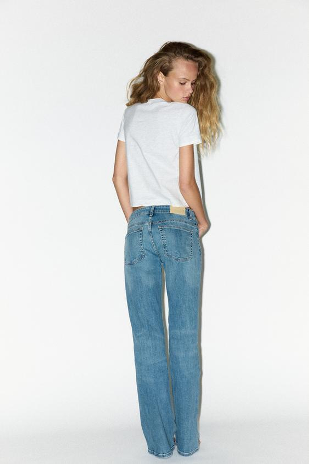 ZARA ДЖИНСЫ СВОБОДНОГО КРОЯ С НИЗКОЙ ПОСАДКОЙ, СИНИЙ