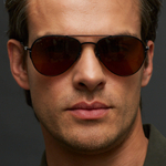 Черные солнцезащитные очки из титана с коричневыми линзами. Модель 08