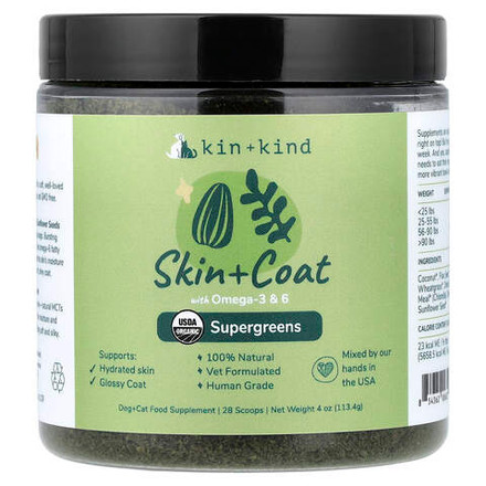 Kin+Kind, Skin + шерсти, суперзелень для собак и кошек, 113,4 г (4 унции)