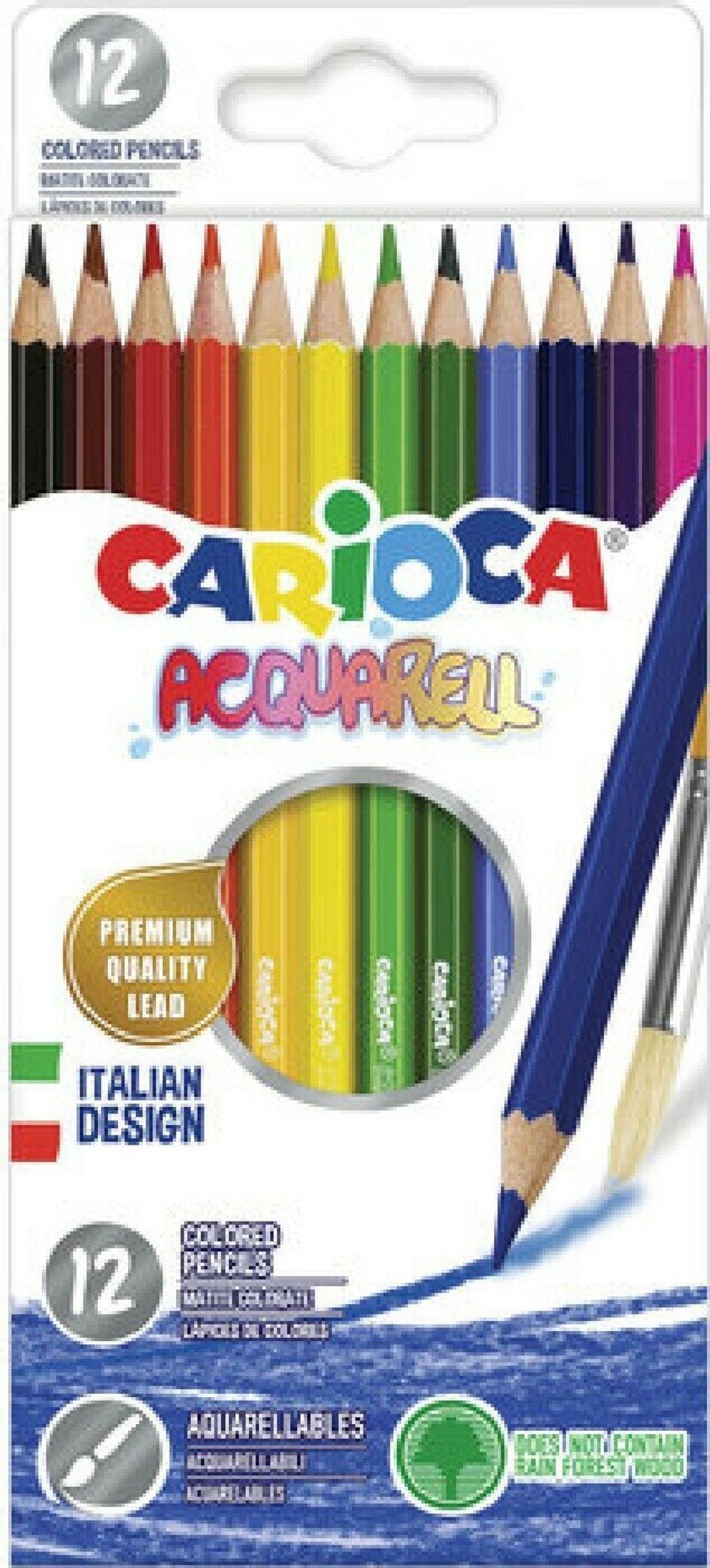 Карандаши цветные акварельные CARIOCA "Acquarell", 24 цвета, шестигранные, заточенные, 42858