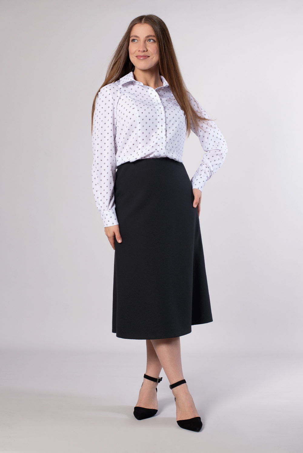 Расклешенная юбка 4147АПА, чёрный #369Чёр014147АПА