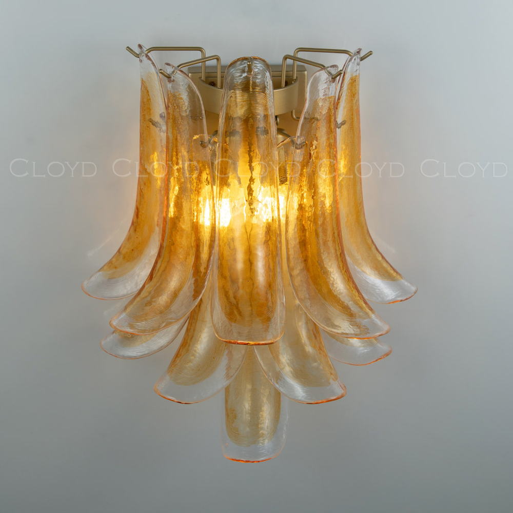 Бра Cloyd AZORES-C W2 / выс. 42 см - латунь светл. - янтарное стекло (арт.20472)