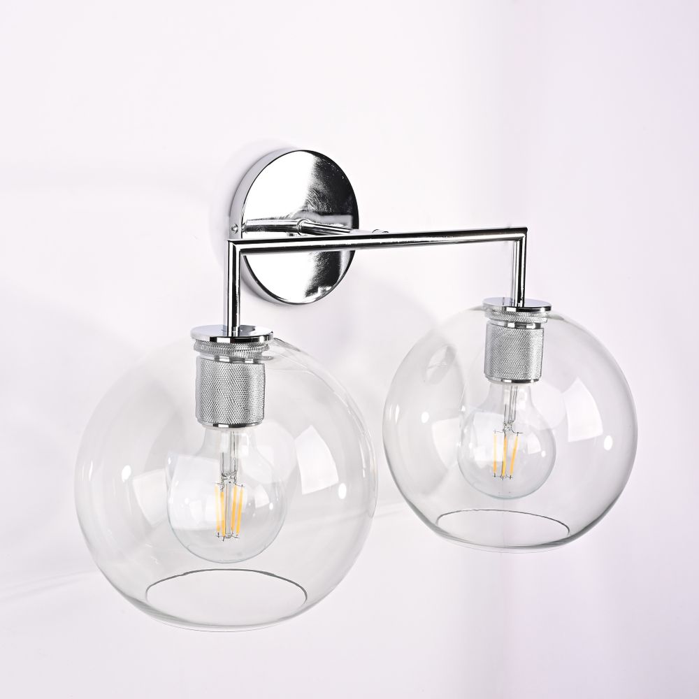 Бра Rh Utilitaire Globe Shade Double Sconce Silver By Imperiumloft