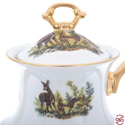 Кофейный сервиз Repast Охота красная Мария-тереза 15 предметов на 6 персон