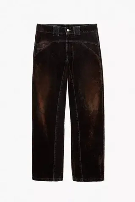 ZARA X STEFANO PILATI КОНТРАСТНЫЕ БАРХАТНЫЕ ДЖИНСЫ, ТЕМНО-КОРИЧНЕВЫЙ