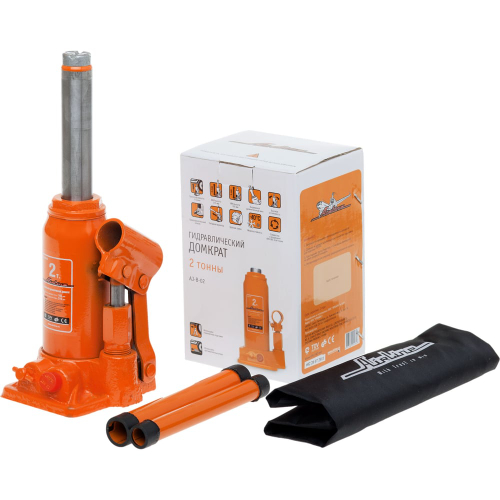 Домкрат автомобильный бутылочный 2 т гидравлический в сумке (Высота подхвата 160 мм, Высота подъема 300 мм) AJ-B-02