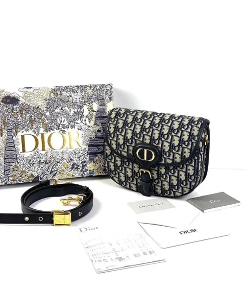Сумка Dior Bobby синий жаккард Oblique
