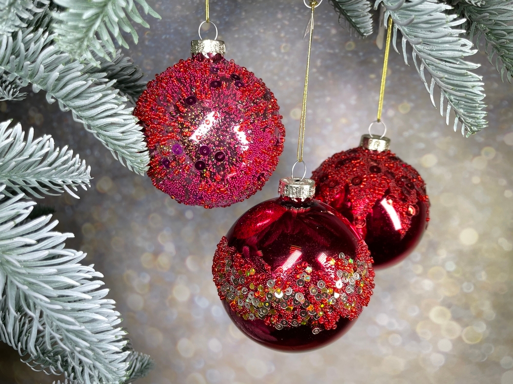 Набор шаров 12шт 8см House of Seasons красный/малиновый 3 вида в ассортименте