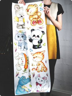 Интерьерные виниловые наклейки большие воздушные шары на стены в детскую, дома, облака, пейзаж