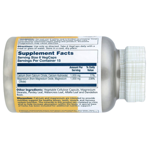 Solaray, Цитрат кальция и магния, соотношение 1: 1, 90 вегетарианских капсул