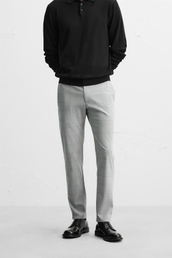 ZARA БРЮКИ SLIM FIT COMFORT, СЕРЫЙ МЕЛАНЖ