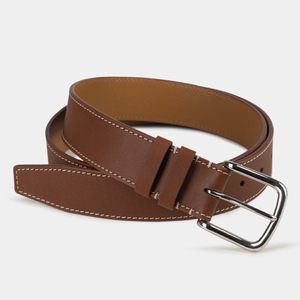 Женский ремень 35мм из кожи теленка, коричневого цвета