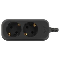 Колодка ЭРА KX-2e-B 2 розетки с зазeмлением черная