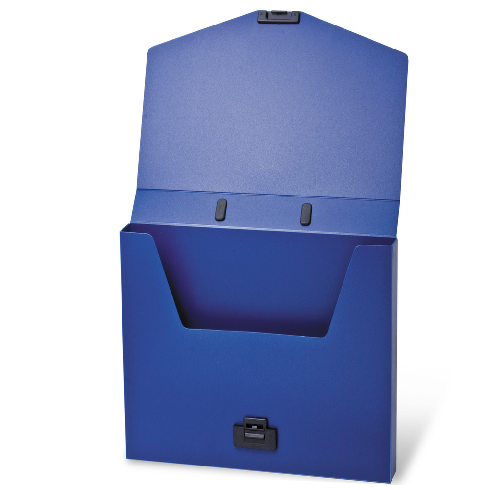 Папка-портфель пластиковая BRAUBERG "Energy" А4 (330х256х32 мм) без отделений синий (4 штуки в упаковке)