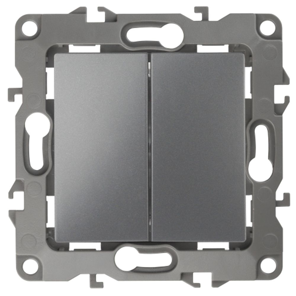 12-1104-12 ЭРА Выключатель двойной, 10АХ-250В, IP20, Эра12, графит